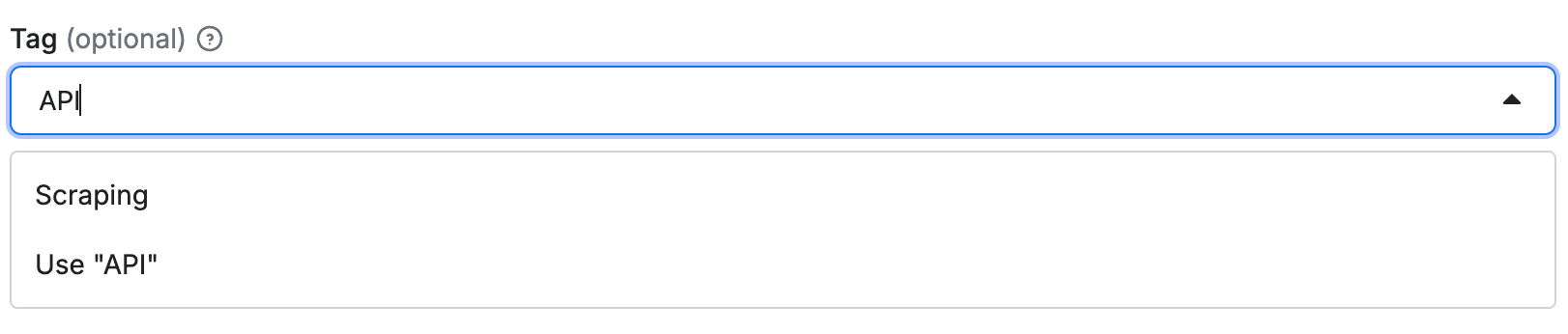 Apify Actor input schema - tag input suggestion